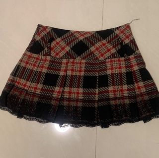 Harajuku Shoujo Jirai Y2K Emo brandy a&f Plaid Mini Skirt with Lace Trim