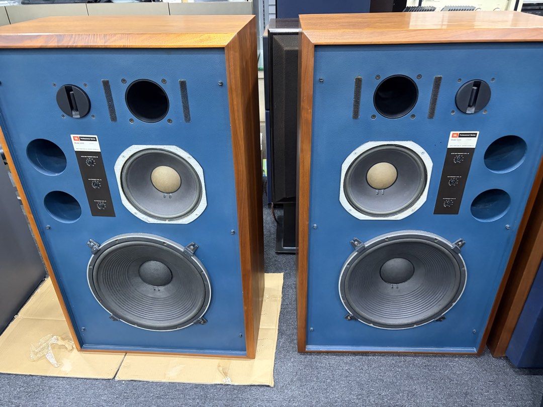 JBL Professional Series Model 4344 Studio Monitors (Category: Soundbars, Speakers & Amplifiers) located in Singapore. Submitted by madrix (Listing ID 1440963140, Image 3). Description: - Selling a pair of JBL Professional Series Model 4344 studio monitors. - Large format speakers with iconic blue baffle and wood veneer finish. - Features adjustable frequency level controls. - Perfect for serious audio enthusiasts and studio use. - Sold as a match