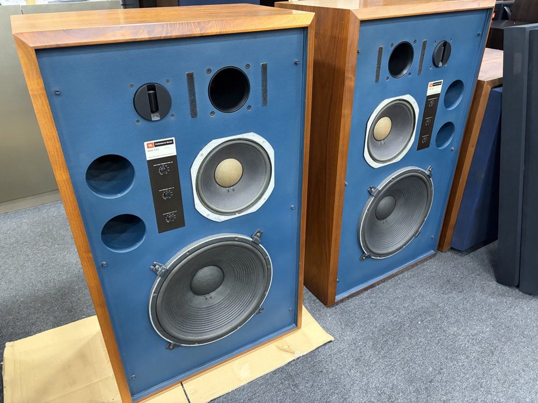 JBL Professional Series Model 4344 Studio Monitors (Category: Soundbars, Speakers & Amplifiers) located in Singapore. Submitted by madrix (Listing ID 1440963140, Image 2). Description: - Selling a pair of JBL Professional Series Model 4344 studio monitors. - Large format speakers with iconic blue baffle and wood veneer finish. - Features adjustable frequency level controls. - Perfect for serious audio enthusiasts and studio use. - Sold as a match