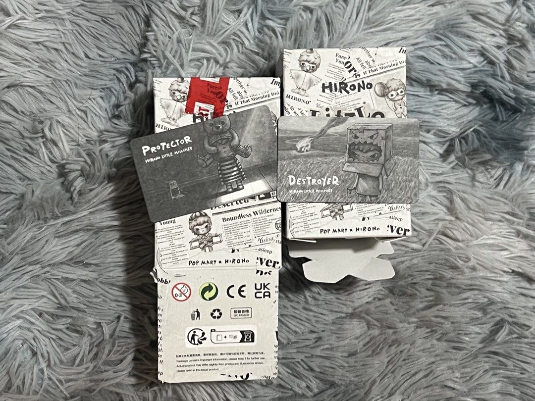 Hirono little mischief-protector and destroyer (Category: Designer & Blind Box Toys) located in Singapore. Submitted by xingyu_y (Listing ID 1436081858, Image 1). Description: Sell as a set, 2 for $32 All BNIF.