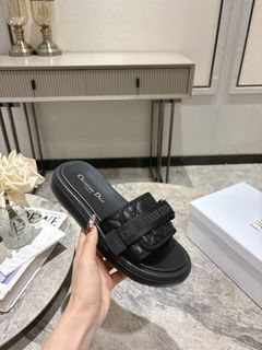 Dior Black Quilted Slides Sandals