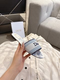Dior Dway Slide Sandals - Blue Floral