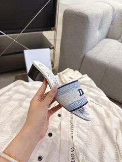 Dior Embroidered Slides - Blue