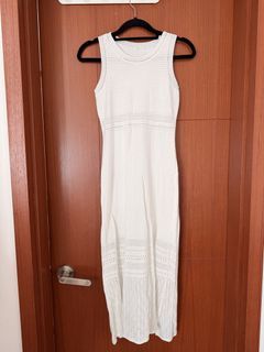 White Knit Sleeveless Midi Dress