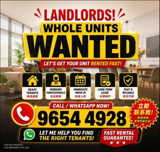 WHOLE UNITS WANTED! PROFESSIONALS READY TENANT!