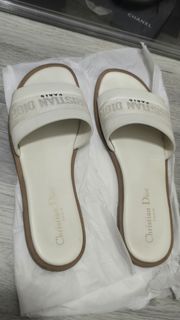 Christian Dior White Slides Sandals