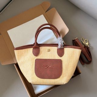 Longchamp Le Pliage Mini Straw Basket Bag, Natural/Brown
