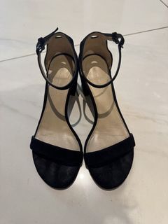 Stuart Weitzman Black Suede Ankle Strap Heels