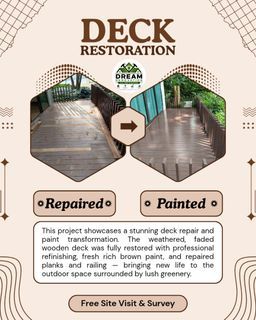 💥30% offer is going on💥Deck repair services, Deck Support panel repair, Nails repair, Deck installation, Deck replacement, Deck varnish, Deck paint.