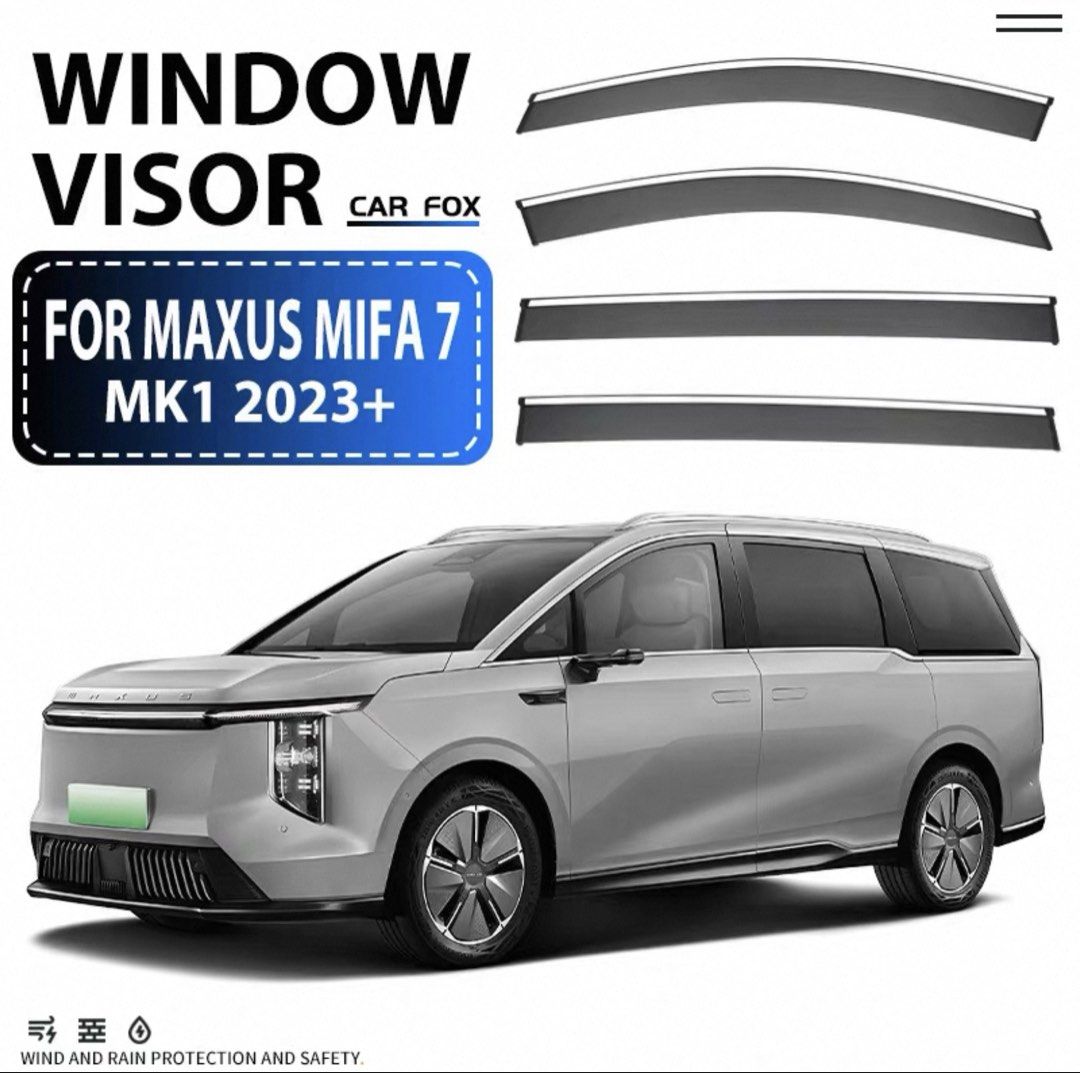 Maxus MIFA 7 Windows Visor (Category: Bodykits & Styling) located in Singapore. Submitted by secret1base (Listing ID 1442693486, Image 1). Description: Maxus MIFA 7 Window Visors. Wind and rain protection..