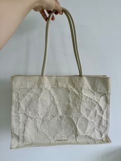 Charles & Keith Beige Wrinkled Tote Bag with Pouch