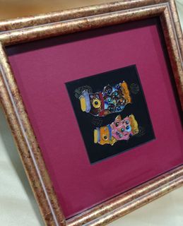 Japan Cloisonne Enamel 七宝焼 Traditional Display Frame Koi Nobori Fish Carp Vintage