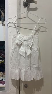 White Eyelet Bow Camisole Top Coquette Fairy Babydoll