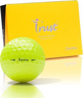 Trust Golf Ball Aurora Series, Soft, Distance, Straight Flight, and Easy to Spot, Crystal Urethane Covered, 3-Piece (Icy Blue/Orange/Yellow/Pink, 12/48 Balls) - [USA-Aurora Yellow-1dozen] []