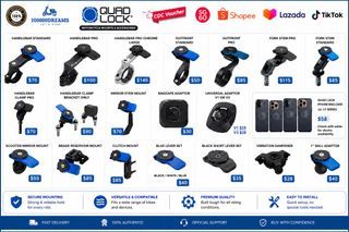 QUADLOCK - XMAX V1 V2 V3 NMAX V2 TURBO HANDLEBAR COVER CENTREPIECE PHONE HOLDER FULL SET R15 XSR CBR CB400 Xadv ADV  SYM WIRELESS CHARGER MIRROR MOUNT FULL SET