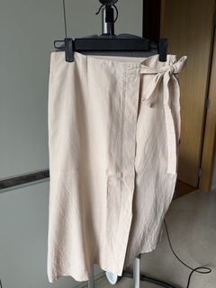 Beige Wrap Midi Skirt