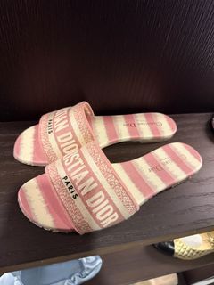 Christian Dior Paris Pink Striped Slides