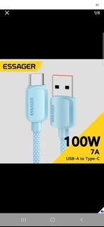 ESSAGER 100W 7A USB-A to Type-C Fast Charging Cable - 1m long