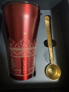 Stoke Reusable Cup with Gold Spoon
