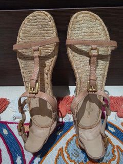 Car Shoe Espadrille Flat Sandals Tan Leather Size 36