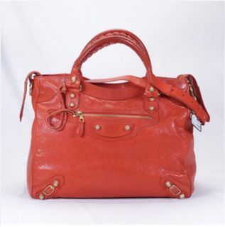 Authentic Balenciaga City Velo Bag in Bright Orange / Red