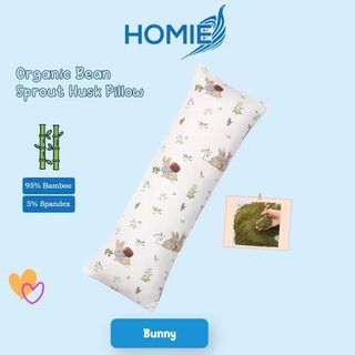 HOMIE Organic Ultra Soft Bamboo Bean Sprout Husk Pillow - Bunny Print