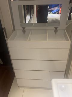 White Dresser with Mirror and Compartments