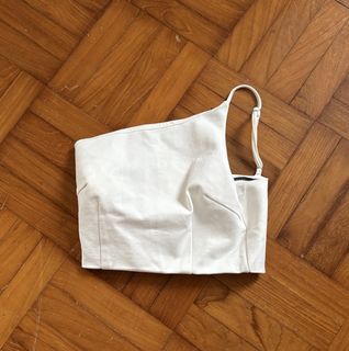 young hungry free yhf one shoulder crop top in white y2k