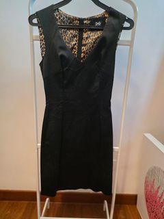 D&G Dolce & Gabbana Black Leopard Print Lined Dress Size 36