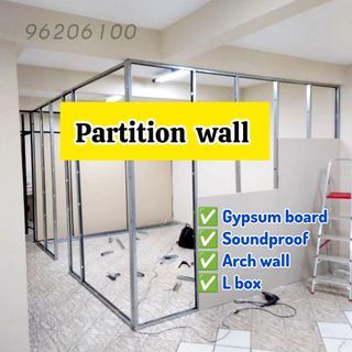 "Partition wall installation",/direct contractor/ID/Painting service/plastering/dismantle & disposal,Hacking,gypsum board,partition divider,box up,L box installation,arch wall,HDB/Condo/BTO/livingroom/bedroom partition wall/2,3,4,5 room flat/instant job