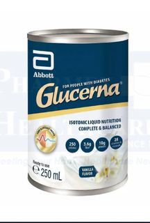 Glucerna Vanilla 250mls can, 72pcs available