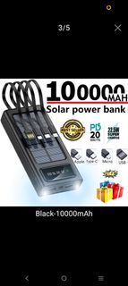 10000mAh Solar Power Bank with Built-in Cables
