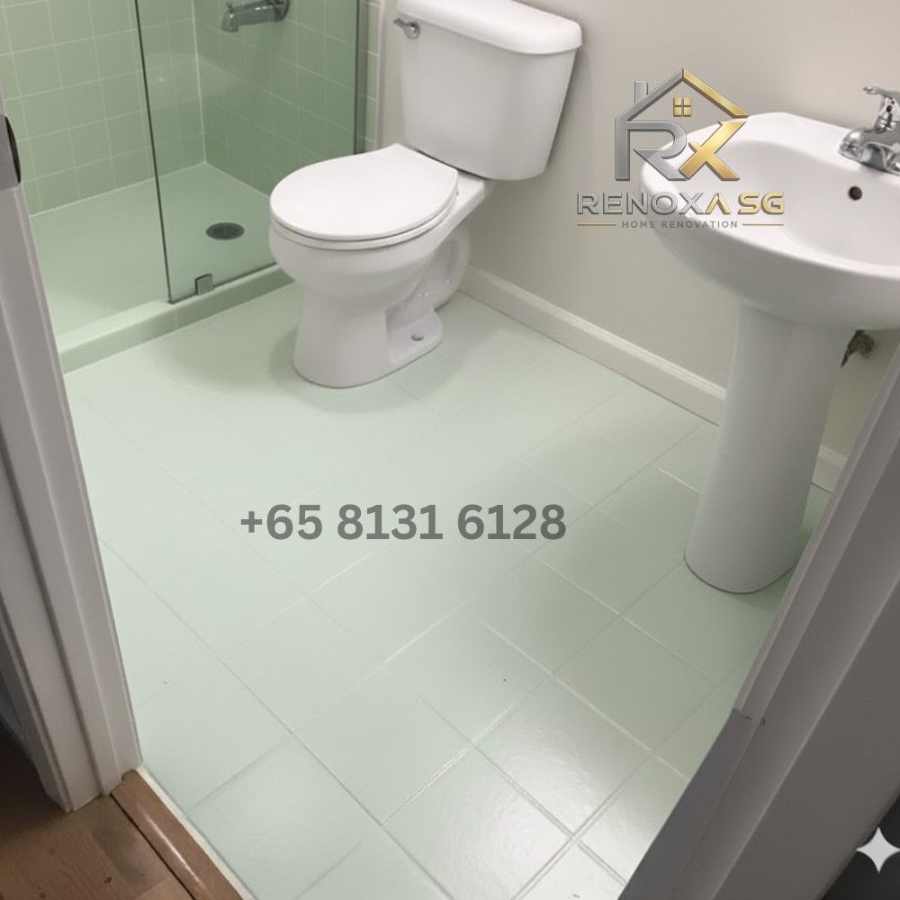 Epoxy Paint/ Bathroom wall epoxy paint/ Bathroom floor epoxy paint/ Shower area epoxy paint/ Kitchen wall epoxy paint/ kitchen counter top epoxy paint/ Shiny/ Waterproof/ Durable/ Toilet and kitchen renovation (Category: Toilet Renovation) located in Singapore. Submitted by renoxa.sg (Listing ID 1442703054, Image 5). Description: Hello! Sir/Ma'am.. Welcome to Renoxa Sg 😊 At Renoxa Sg, we turn everyday spaces into stylish, functional, and lasting