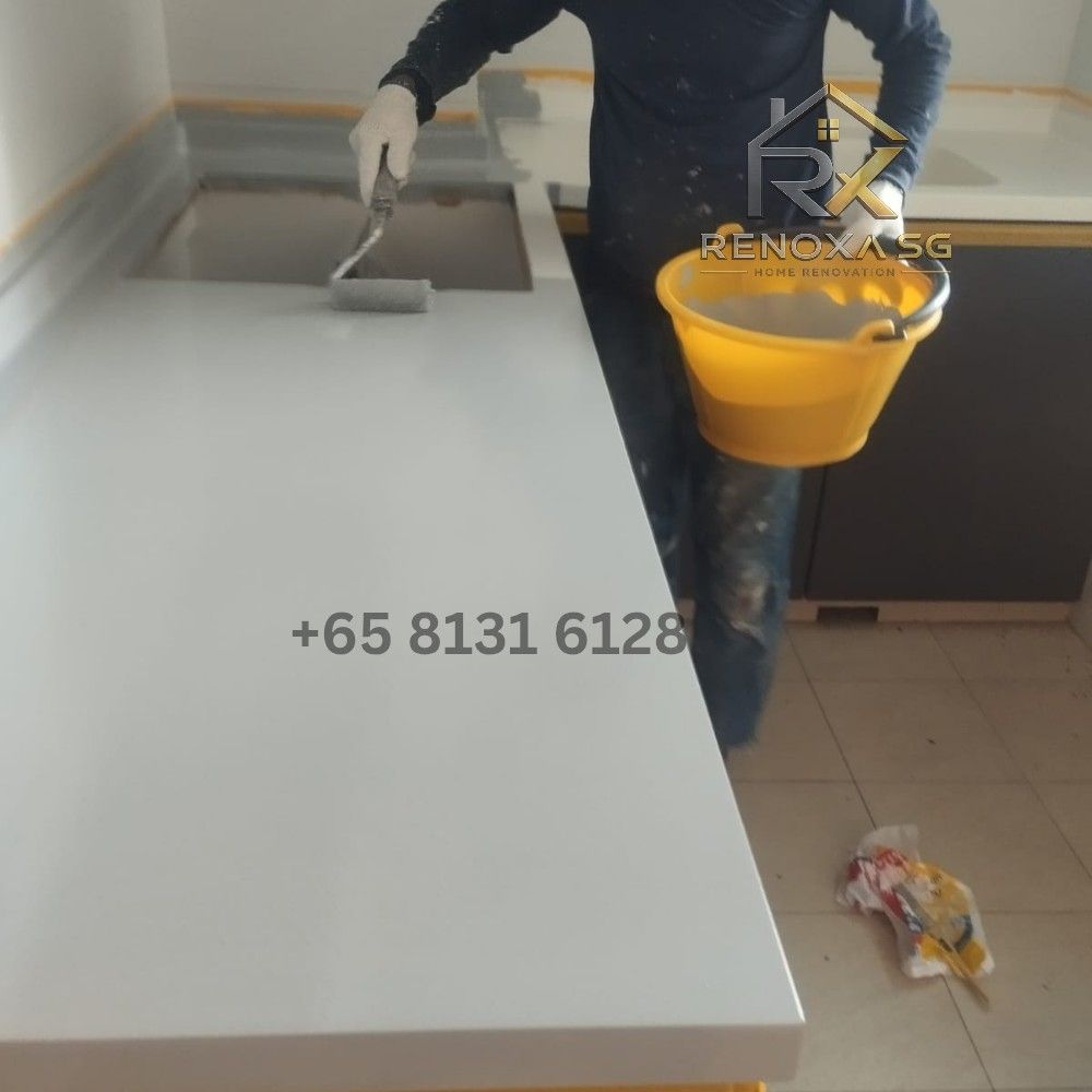 Epoxy Paint/ Bathroom wall epoxy paint/ Bathroom floor epoxy paint/ Shower area epoxy paint/ Kitchen wall epoxy paint/ kitchen counter top epoxy paint/ Shiny/ Waterproof/ Durable/ Toilet and kitchen renovation (Category: Toilet Renovation) located in Singapore. Submitted by renoxa.sg (Listing ID 1442703054, Image 7). Description: Hello! Sir/Ma'am.. Welcome to Renoxa Sg 😊 At Renoxa Sg, we turn everyday spaces into stylish, functional, and lasting