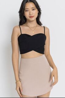 yhf catwalk curve hem skirt in beige bnwot