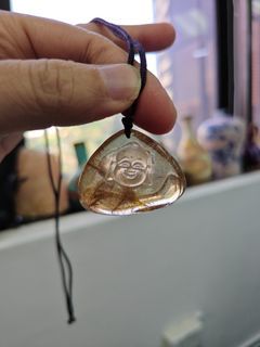 Unique Triangle Pendant with Floral Design on Cord