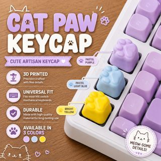 3D Printed Cat Paw Artisan Keycap for Mechanical Keyboards