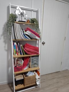 White and Wood Ladder Bookshelf
