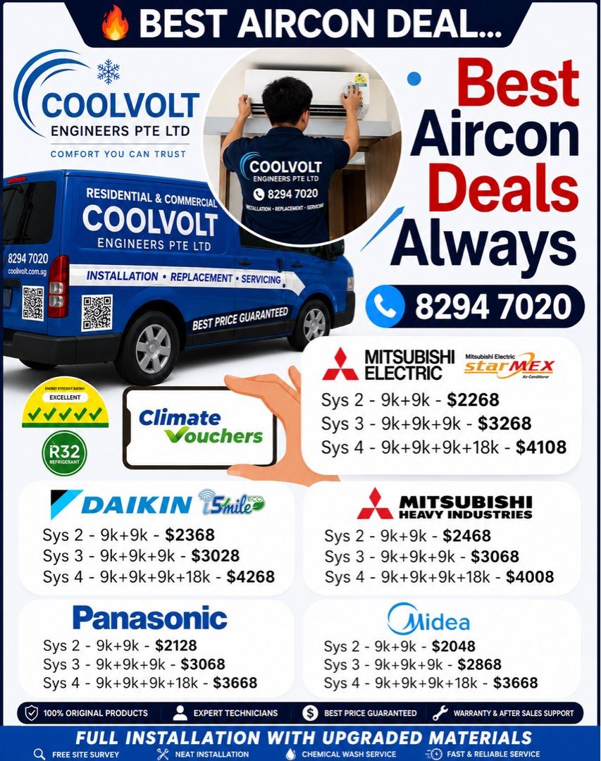 aircon installation (Category: Aircon Installation) located in Singapore. Submitted by coolvolt.engineering (Listing ID 1445833369, Image 7). Description: we are doing all kind off aircon installation New Installation Relocate aircon HDB ,condo private property shopping mall etc.