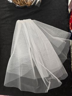 White Tulle Bridal Veil with Comb