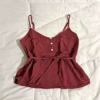 Brandy Melville Red Plaid tiffany top