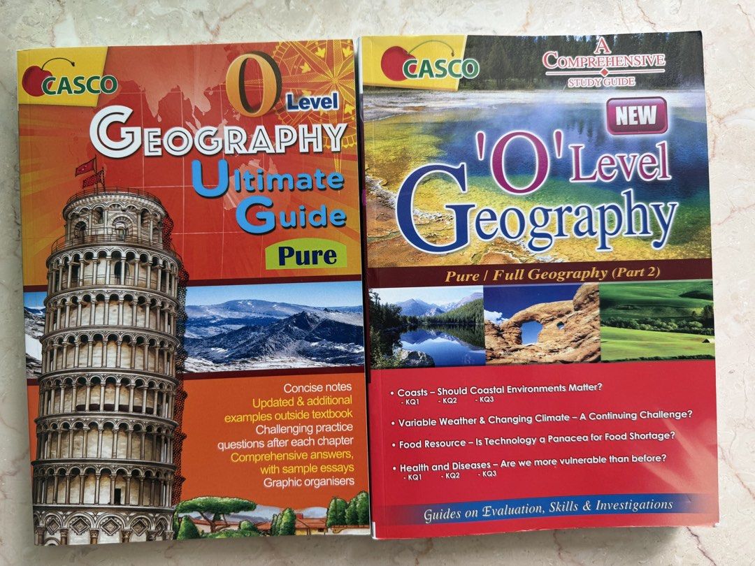 Casco O Level Geography Ultimate Guide Pure & New Study Guide (Category: Assessment Books) located in Singapore. Submitted by prescription_in_real_estate (Listing ID 1446713741, Image 1). Description: - Selling 2 O Level Geography study guides for $12 - Titles: Ultimate Guide Pure & New 'O' Level Geography. - Covers both pure and full geography topics. - Ideal for revision and understanding concepts. - Features concise notes and practice question