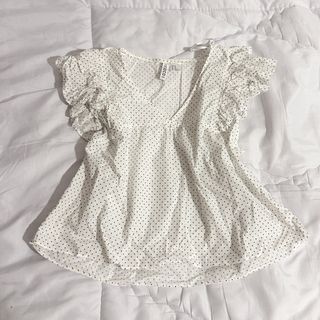 H&M White Polka Dot Flutter Sleeve cami Top