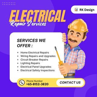🔌24/7 Electrical services/Power Trip/Home Wiring/Rewiring Home/Light replace/DB Replace/Power Point install/Switch replace/Led strip light/DB Circuit Replace/Hob & hood point/ hdb/condo wiring/Emergency Electrician/Shift power socket/CCTV install/Fan
