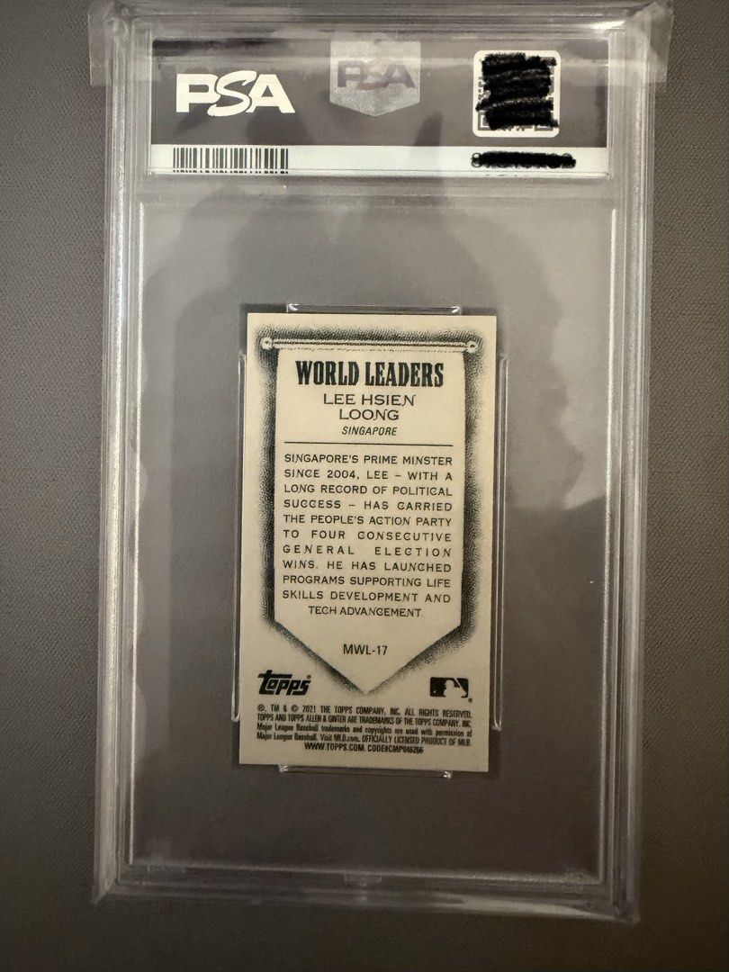 PSA 10 - 2021 Topps Allen & Ginter Lee Hsien Loong (Category: Vintage Collectibles) located in Singapore. Submitted by shawn3010 (Listing ID 1441594472, Image 2). Description: PSA 10 2021 Topps Allen & Ginter World Leaders Mini Card - Lee Hsien Loong Low pop! .