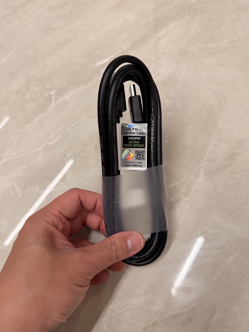 Original Alienware 1.8m Certified Ultra High Speed HDMI to HDMI 2.1 Cable (4K@120Hz / 8K@60Hz) Dell (Category: Cables & Adaptors) located in Singapore. Submitted by gunpla (Listing ID 1442103937, Image 1). Description: Selling an official, certified Ultra High Speed HDMI cable. This is the exact cable needed to unlock the full potential of next-gen consoles and high-end PC setups. Includes the official silver holographic HDMI licensing certificat