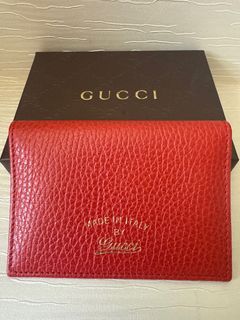 Gucci Red Leather Card Holder with Box