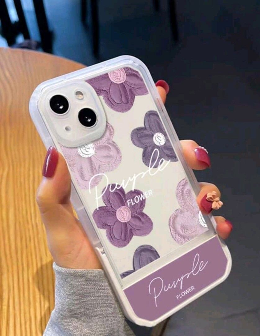Purple Floral Print Phone Case Protective Cover Compatible With Iphone 16/16 Plus/16 Pro/16 Pro Max/15/15 Plus/15 Pro/15 Pro Max/14 Pro Max/14 Pro/14 Plus/14/13 Pro Max/13 Pro/13/13 Mini/SE3/7/8/SE2/12 Pro Max (Category: Cases & Sleeves) located in Singapore. Submitted by energic88 (Listing ID 1442184654, Image 3). Description: Purple Floral Oil Painting Print Phone Case, Aesthetic Foldable Kickstand Shockproof Protective Cover Compatible With Ip