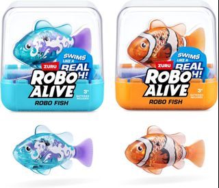 Robo Alive Robo Fish Robotic Swimming Fish (Teal + Orange) by ZURU Water Activated, Changes Color, Comes with Batteries, Amazon Exclusive (2 Pack) Series 3 - [Series 3] [Teal + Orange]