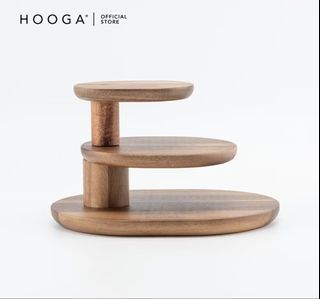 HOOGA GIENNA Acacia 3 Tier Cake High Tea Stand Acacia Wood (3 available) 